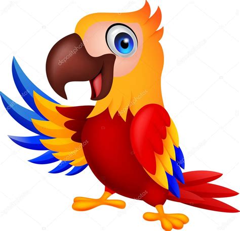 Guacamayo lindo pájaro de dibujos animados ondeando 2022