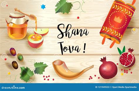 Rosh Hashanah Festival Shana Tova Card Jewish Holiday Stock Vector - Illustration of greeting ...