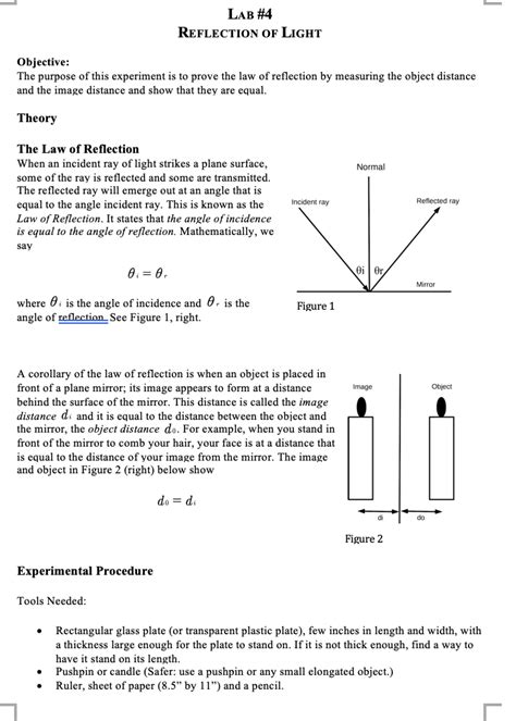 Solved - LAB #4 REFLECTION OF LIGHT Objective: The purpose | Chegg.com