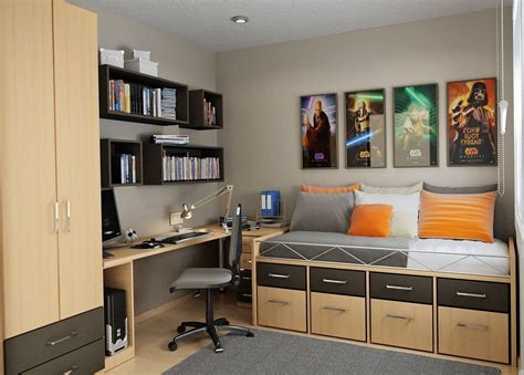 Cool Bedroom Ideas For Teenage Guys Small Rooms | Small space bedroom, Small bedroom office ...