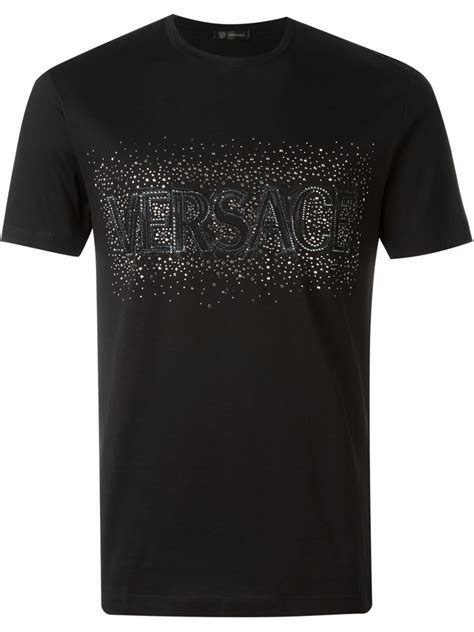 Lyst - Versace Studded Logo T-shirt in Black for Men