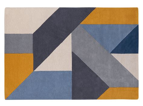 Holden Large Geometric Hand Tufted Wool Rug 160 x 230cm, Tonal Blue ...