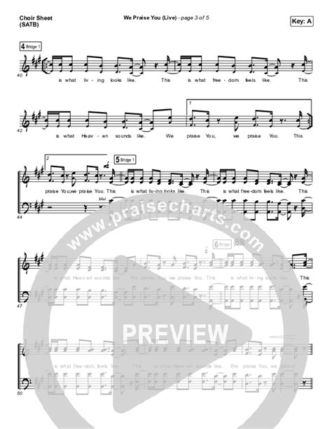 We Praise You (Live) Choir Sheet Music PDF (Bethel Music / Brandon Lake ...