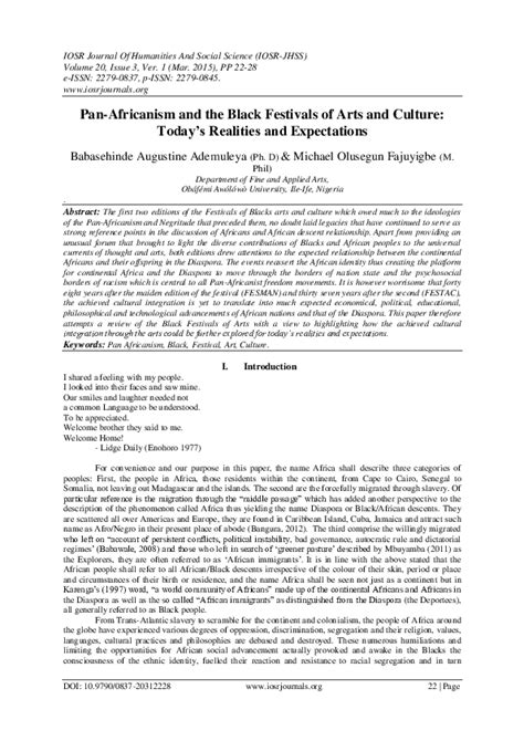 (PDF) Pan-Africanism and the Black Festivals of Arts and Culture: Today's Realities and Expectations