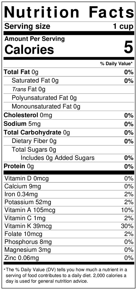 Red Leaf Lettuce Nutrition Label, Calories, Info | LettuceInfo.org