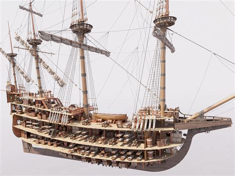 ArtStation - This 3D Galleon includes a fully detailed interior 01 | Game Assets