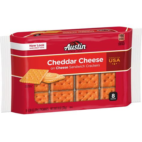 Austin, Sandwich Crackers, Cheddar Cheese on Cheese Crackers, 8 Ct, 11 Oz - Walmart.com ...