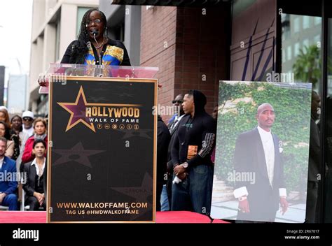 Sekyiwa "Set" Shakur speaks at a ceremony honoring her brother, the ...