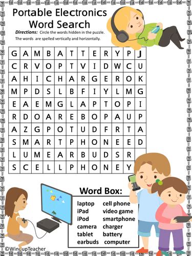 Portable Electronics Technology Word Search - 2 levels by WindupTeacher - Teaching Resources - Tes