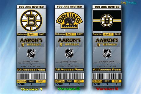 Boston Bruins Invitation, Boston Bruins Birthday Invite, Ticket ...