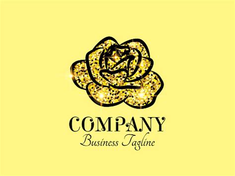 Elegant Gold Sparkle Rose Flower Logo Design Stock Illustration - Download Image Now - Art ...