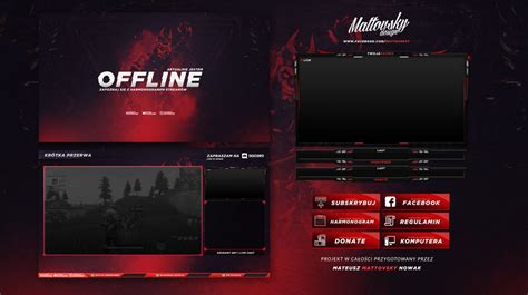 Dark Red Stream Overlay Template - Mattovsky Design