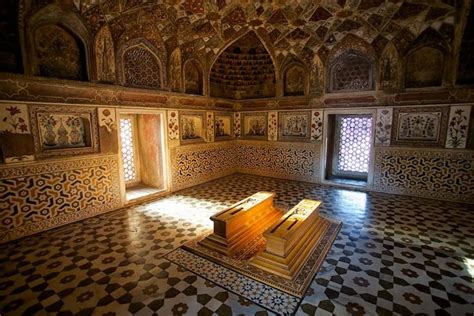 Interior of Taj Mahal: Marble Cenotaphs and Floral Designs