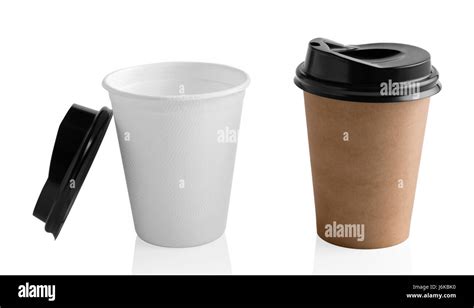 Paper coffee cup with lid isolated on white background Stock Photo - Alamy