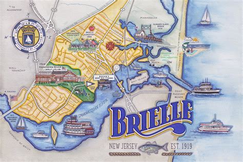 Brielle, NJ Illustrated Map / Invitations, Ink Studio