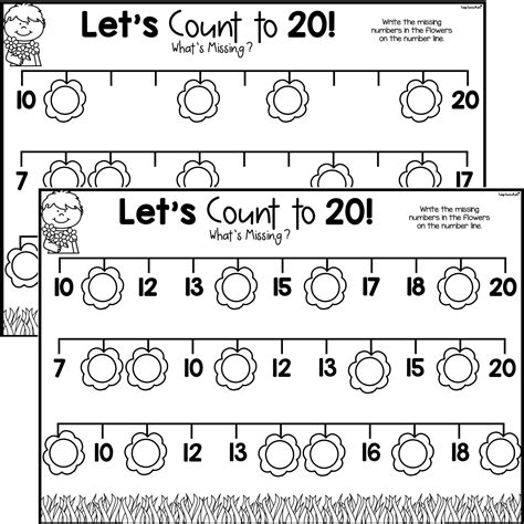 Number Line to 20 Missing Numbers Worksheets - Top Teacher