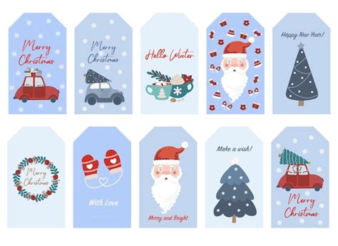 Premium Vector | Christmas tags. Printable Gift tags with Merry Christmas