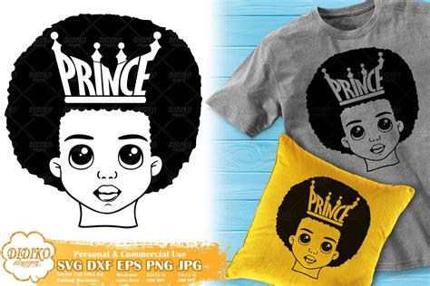 Black Boy SVG Afro Boy with Crown SVG Cricut File Afro Little Prince ...