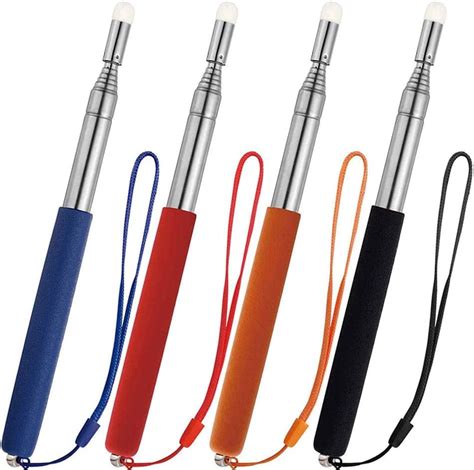 Telescopic Pointer Stick with Hand Lanyard, 4 Pack Teacher Pointer for Classroom, Presentation ...