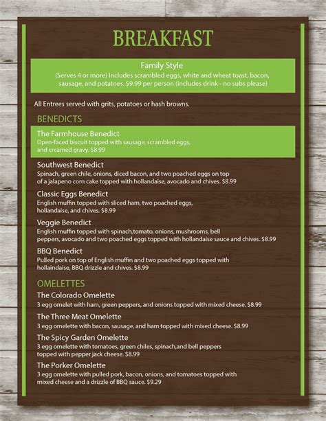 Menu - The Farmhouse Restaurant