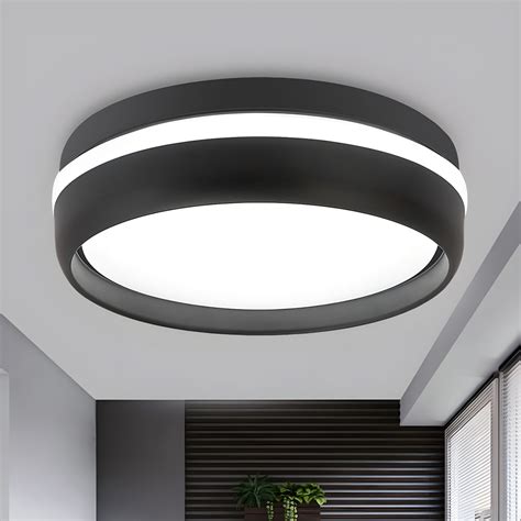 Corridor LED Flushmount Lighting Contemporary Black Ceiling Flush Mount with Round Acrylic Shade ...