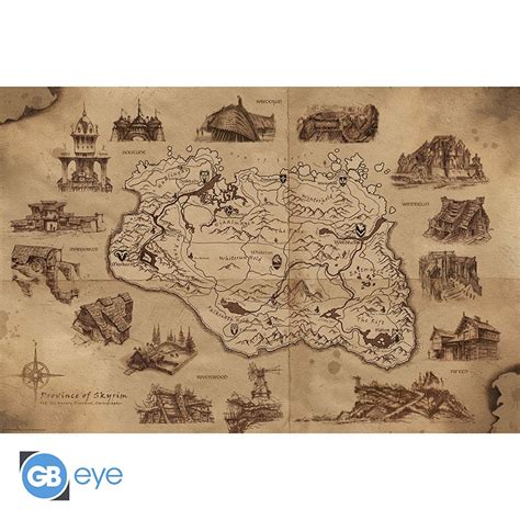 SKYRIM - Poster Maxi 91.5x61 - "Illustrated Map" - Abysse Corp