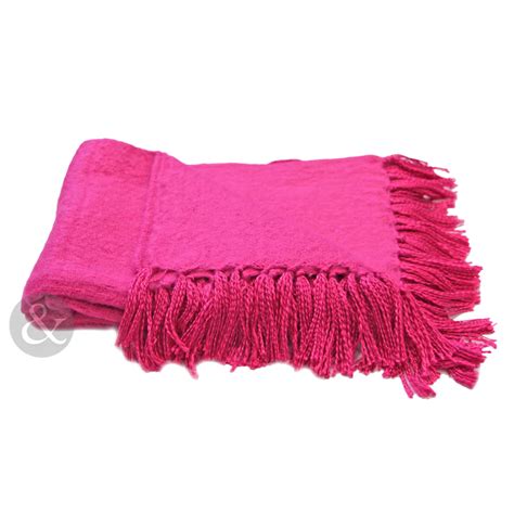 Plain Woven Fringe Throw - Soft Acrylic Bed Blanket Sofa Throw Over 127 X 180 Cm