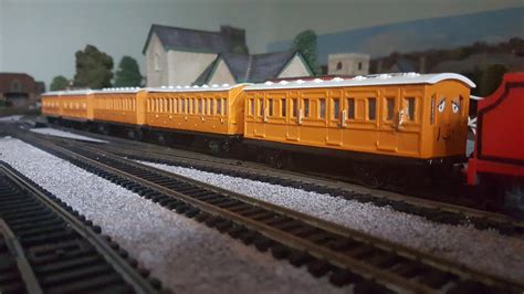 My Homemade Orange Branchline Coaches with a face by 76859Thomasreturn on DeviantArt