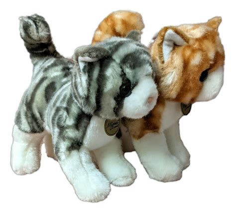 Set of 2 Miyoni ORANGE & GREY TABBY CAT 10" Stuffed Animal Plush by Aurora - Walmart.com