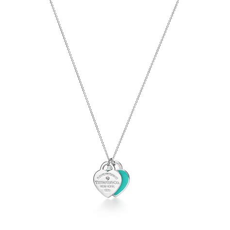 Return to Tiffany™ Blue Double Heart Tag Pendant in Silver with a Diamond, Small | Tiffany & Co ...