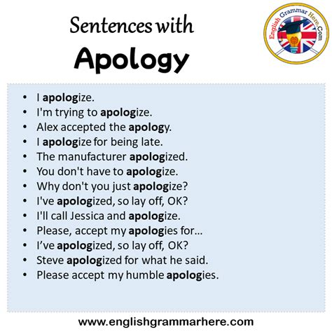 Sentences with Apology, Apology in a Sentence in English, Sentences For ...