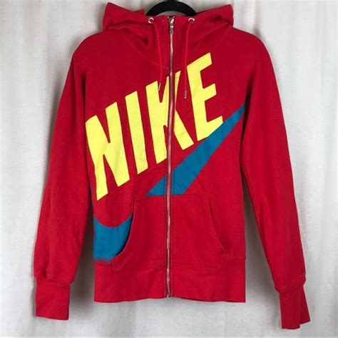 Red Nike Hoodie Logo Swoosh Full Zip | Red nike hoodie, Nike hoodie ...