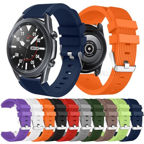 Pinstriped Silicone Smart Watch Band for Samsung Galaxy Watch3 45mm – Black