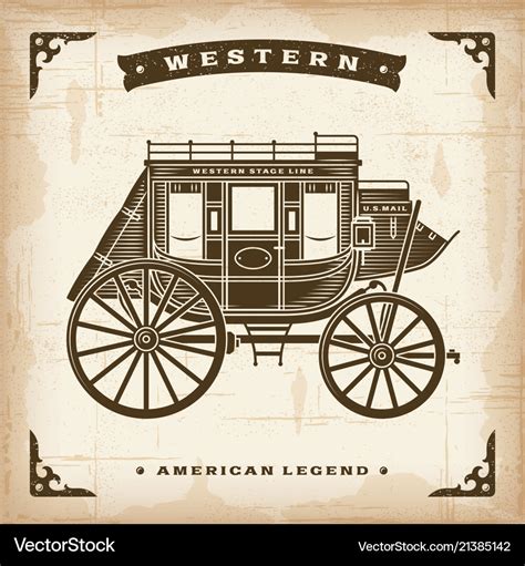 Vintage western stagecoach Royalty Free Vector Image