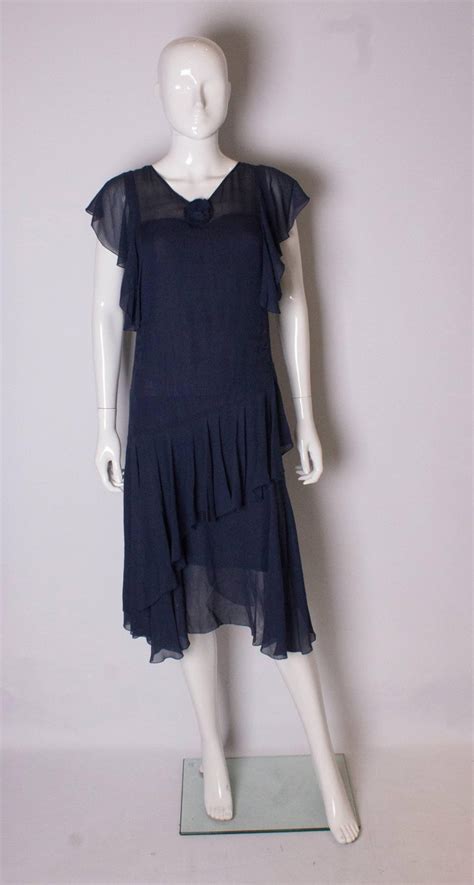 Vintage French Navy Dress For Sale at 1stdibs