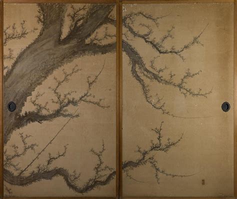 Japanese Four-Panel Screen Four Fusuma 'Sliding Doors' with Venerable ...