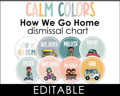 How We Go Home Chart Template Dismissal Chart Calm Colors - Etsy