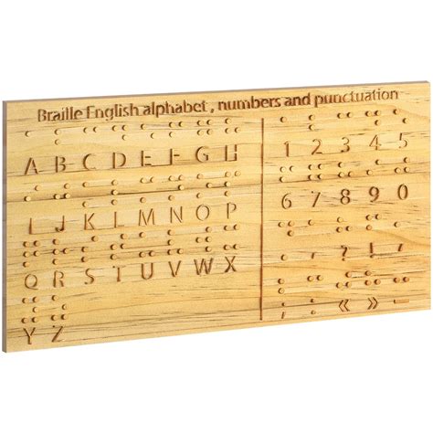 Buy Braille Alphabet Board 8.7 x 6.3 Inches Wood Braille Fingerboard Carved Dots Braille ...