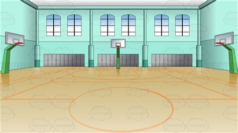 Indoor basketball court background vector clip art cartoon - WikiClipArt