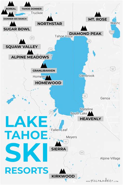 Skiing In Lake Tahoe - Overview & Map Of Lake Tahoe Ski Resorts