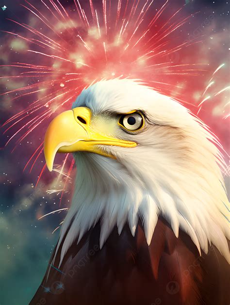 Bald Eagle Fireworks Sky American Independence Day Holiday Cartoon ...