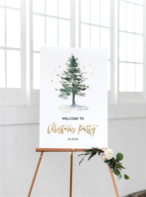 Christmas Party Welcome Sign, Holiday Welcome Sign, Christmas Party Poster, Winter Printable ...