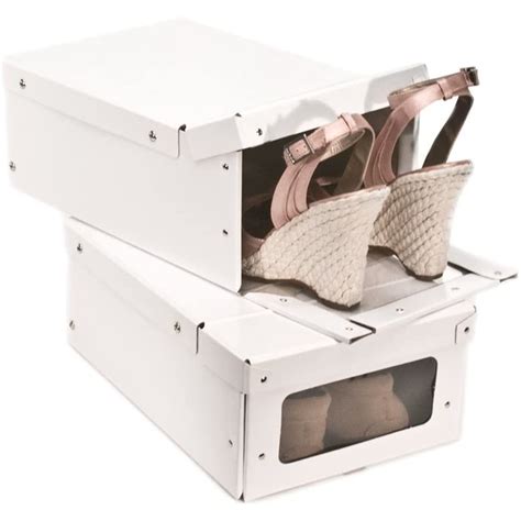 2 x Card Shoe Storage Boxes - White - White | STORE