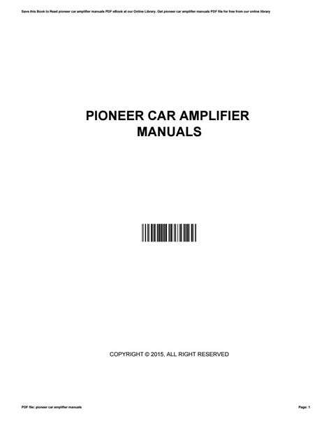 Pioneer car amplifier manuals by sroff30 - Issuu