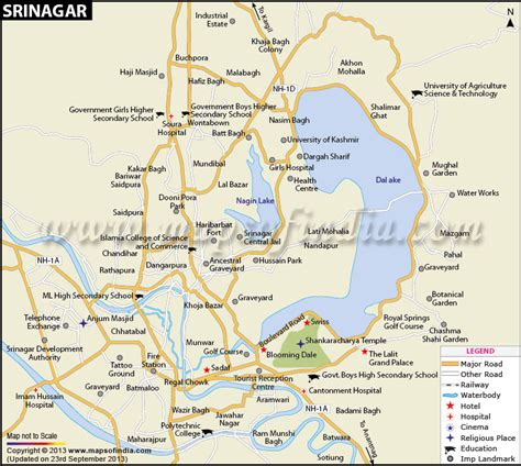 Srinagar Map Of Kashmir Valley - China Map Tourist Destinations