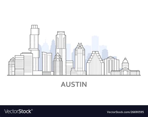 Austin city skyline texas - outline downtown Vector Image