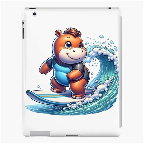 Funda y vinilo para iPad con la obra «Surfing Hippos: Riding the Waves with Style» de 0penvimark ...