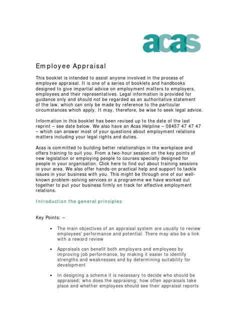 Appraisal Guide - ACAS | Performance Appraisal | Employment