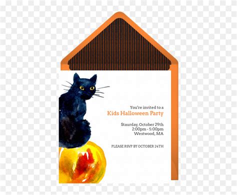 Halloween Black Cat Online Invitation - Black Cat, HD Png Download ...