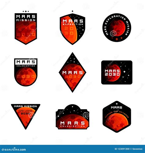 Set of Space Mission To Mars Vector Logos Stock Vector - Illustration of mission, cute: 123091300